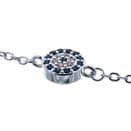 Tobillera de plata 925 con circonias, OJO TURCO. Tobillera de plata 925 con circonias, OJO TURCO.