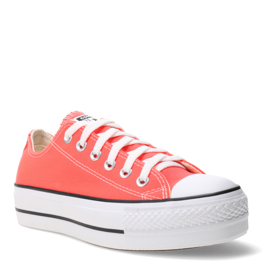 Championes de Mujer Converse - All Star Plataforma Chuck Taylor Lift Rojo Fuego - Negro - Blanco