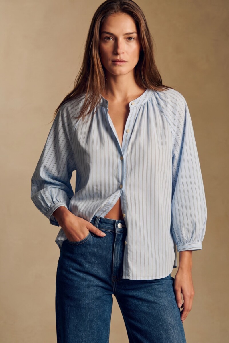 Blusa A Rayas Celeste