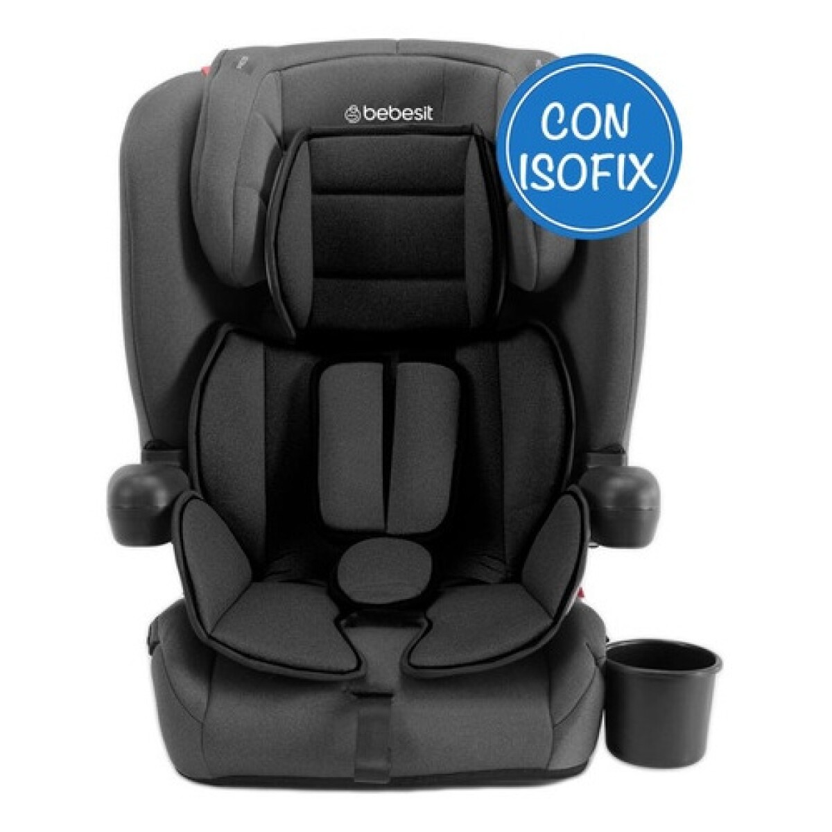 Silla butaca para auto Bebesit Smart plegable con posavaso + Isofix hasta 36kg - Negro 