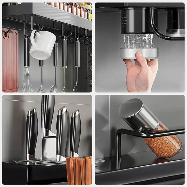 Estante Organizador Cocina Alacena Multifuncional Negro Mate EST003 Estante Organizador Cocina Alacena Multifuncional Negro Mate EST003