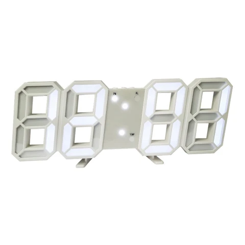 Reloj Digital Mesa Pared Luz Led Moderno Despertador Usb Variante Color Blanco