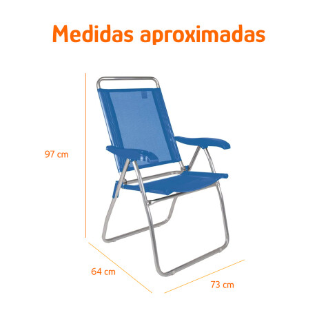 Silla Alta Reposera Plegable 4Posiciones Aluminio Mor Boreal Celeste