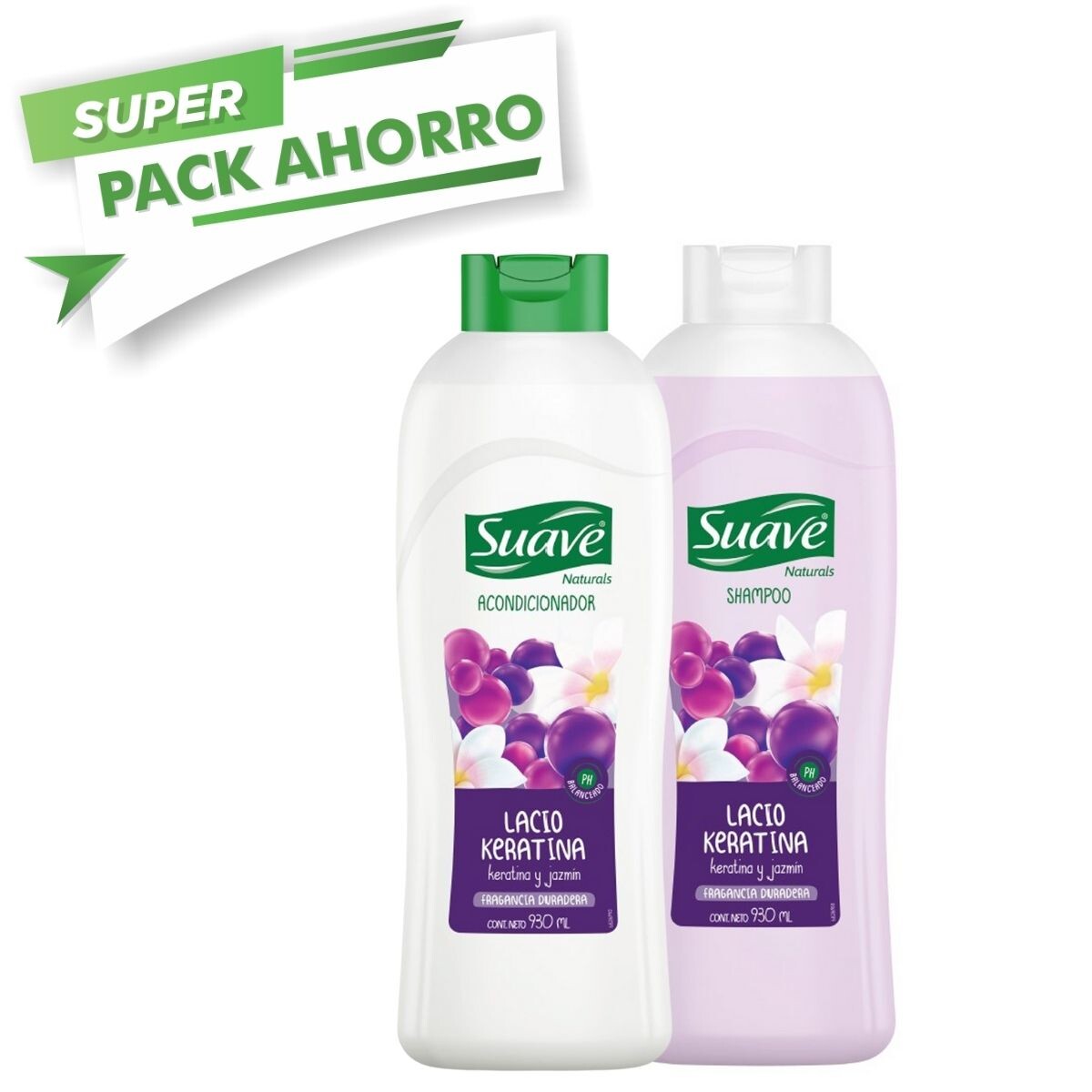 Pack Familiar Suave Shampoo + Acondicionador Lacio Keratina 930 ML 35% OFF 