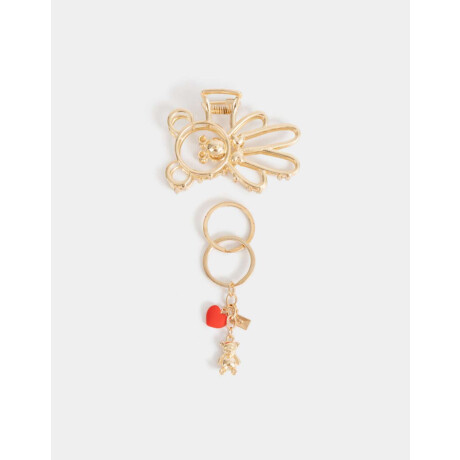 Set De Broche Y Llavero Combinacion Bicolor