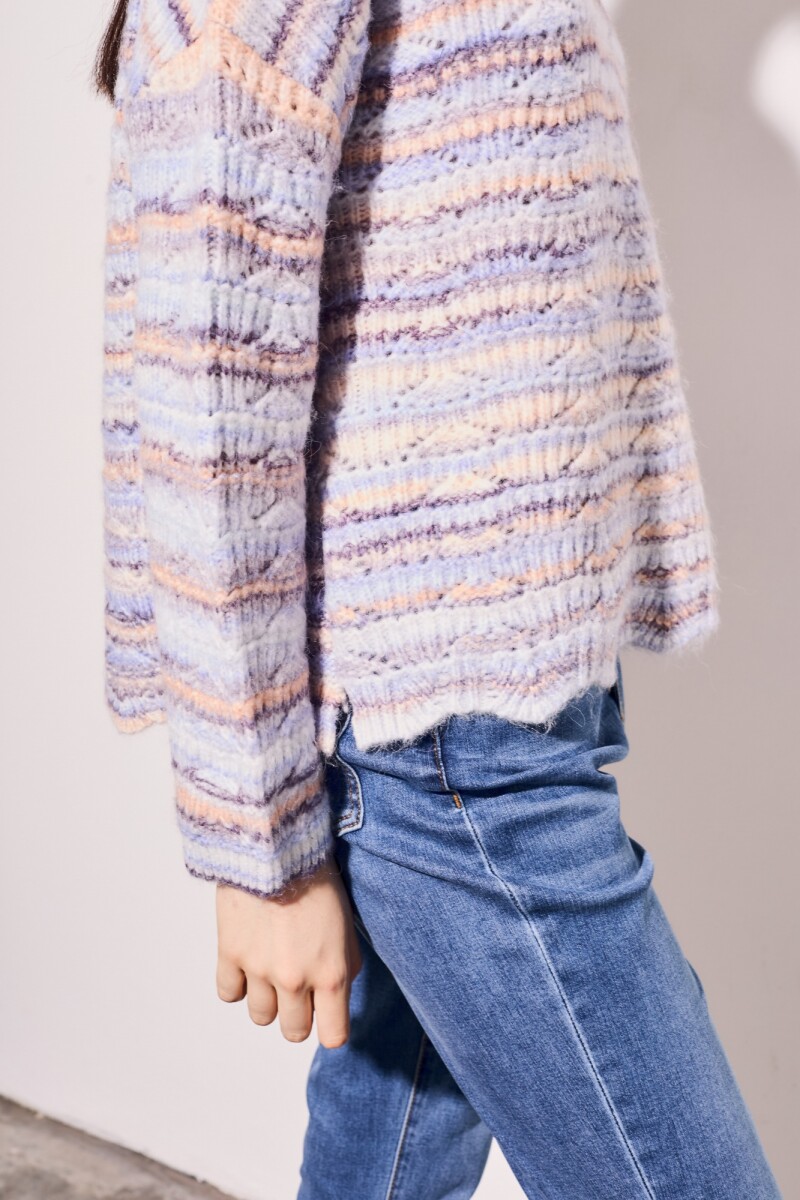 Sweater Texturado Multi Celeste