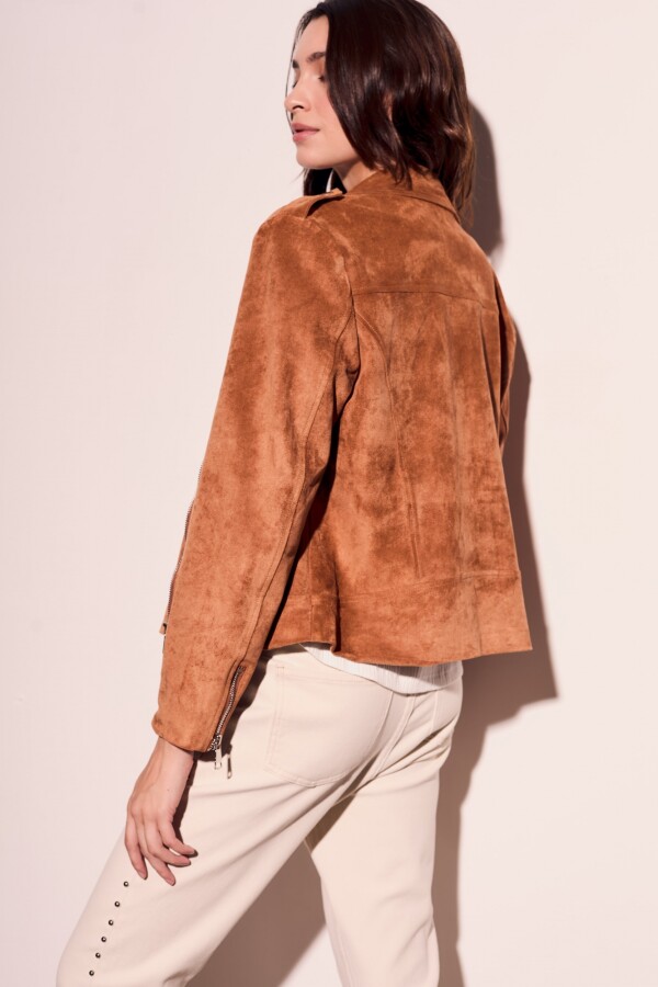 Campera Gamuza Cuero Vegano Camel