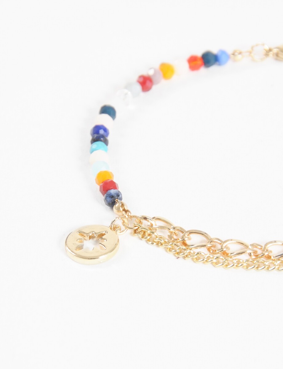 Pulsera dije estrella con piedras - dorado 