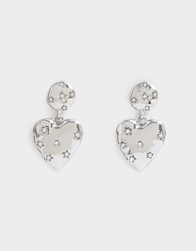 Aros Colgantes Cortos Limited Edition Aros Colgantes Cortos De Corazón - Plateado