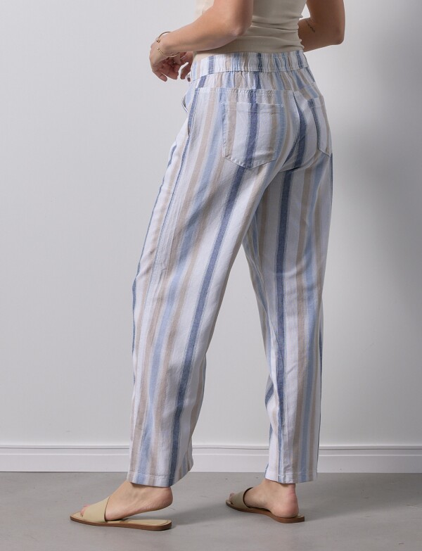 Pantalon Lino MULTI/BLANCO