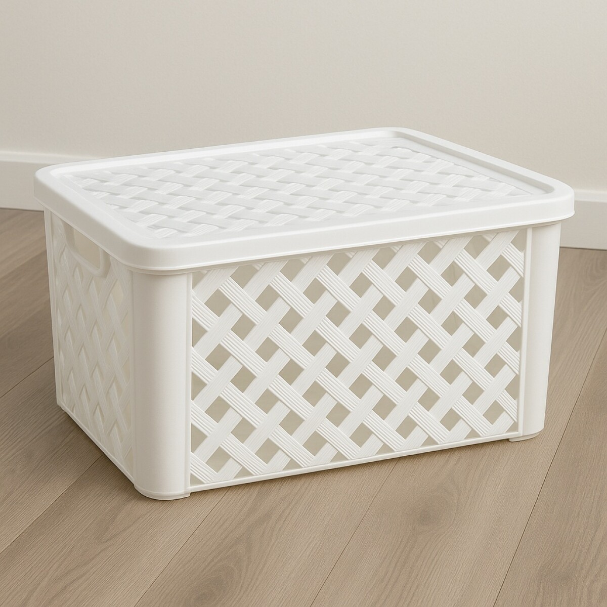 Caja organizadora simil rattan - BLANCO 