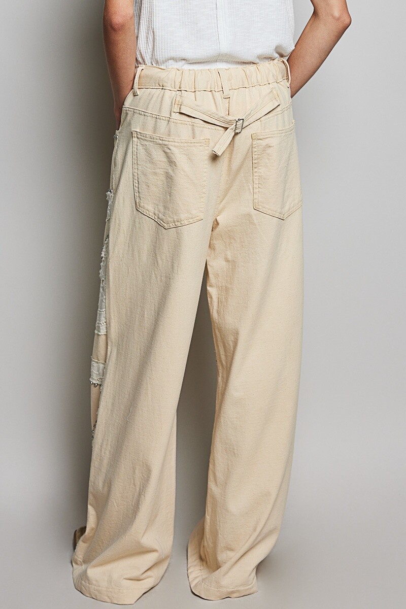 PANTALON CON ENCAJE Natural