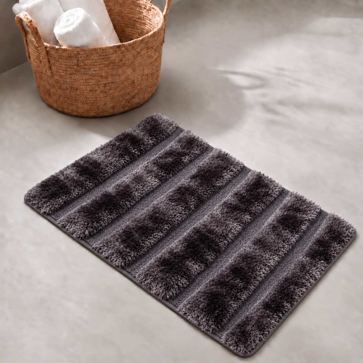 Alfombra de Baño de Pelo Largo con Rayas en Relieve 40x60cm 