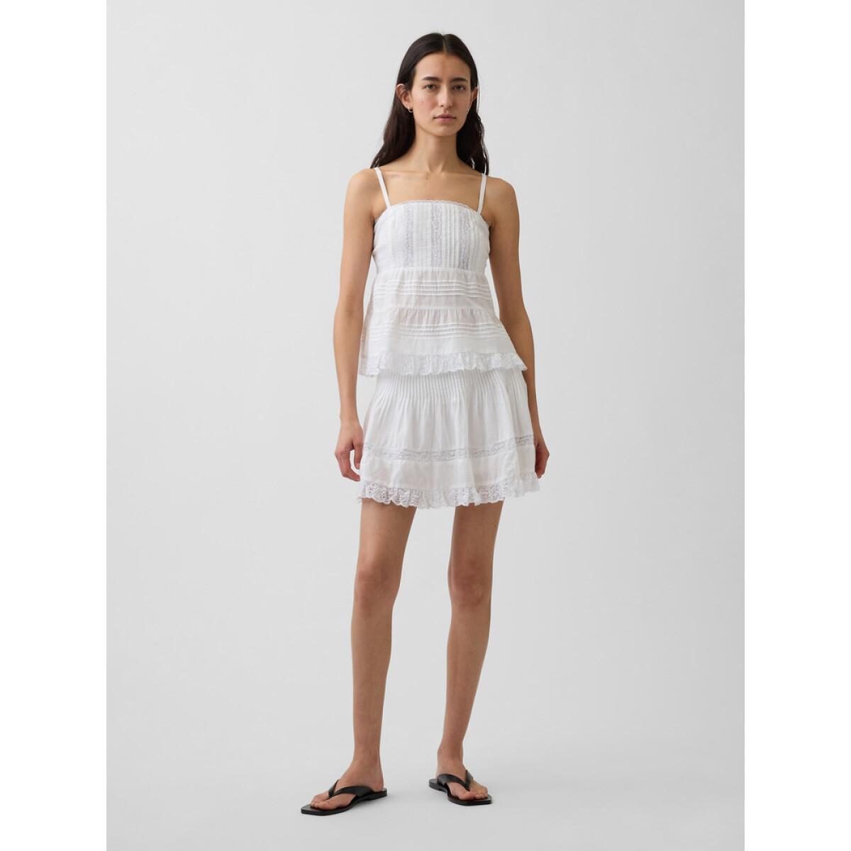 PINTUCK LACE TRIM MINI SKORT - FRESH WHITE 