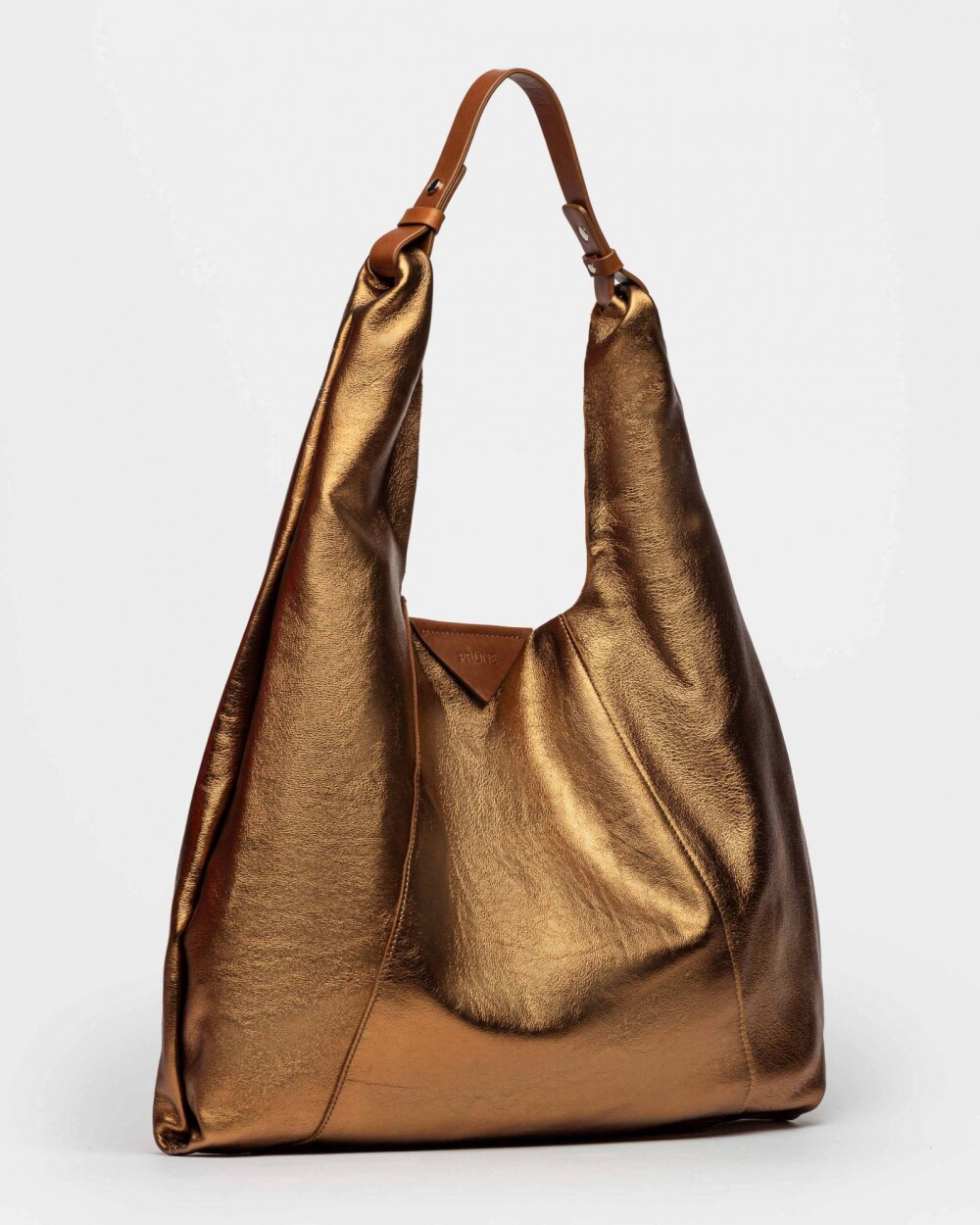 Bolso The Shopping En Cuero Graneado Metalizado Metalizado