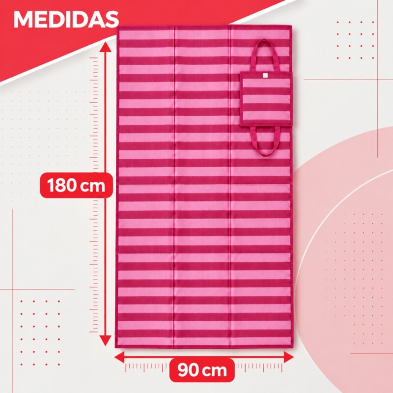 Estera individual doblable 1,80 x 0,9 m ROSADO