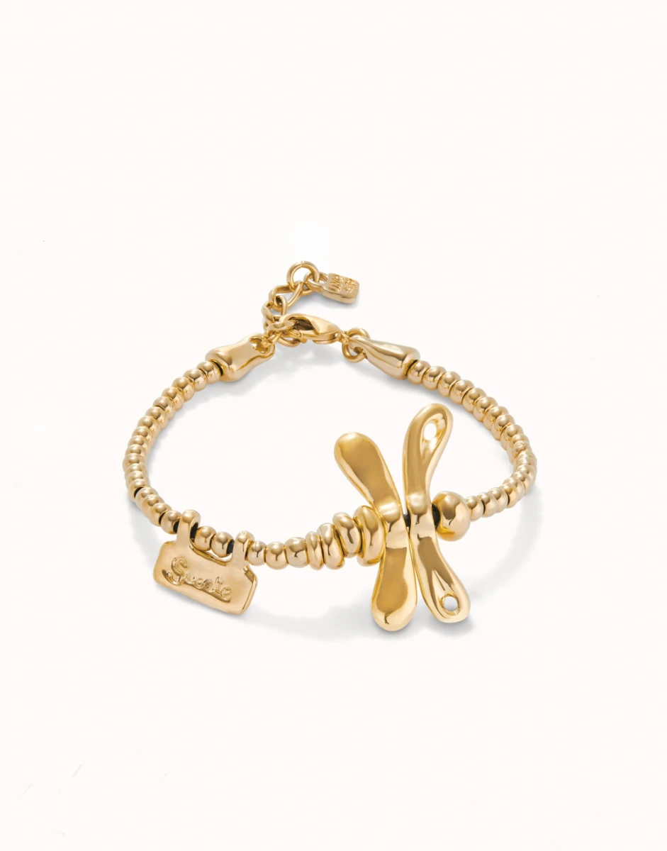 PULSERA ELASTICA CON LIBÉLULA BAÑADA EN ORO DE 18K - Pulsera 