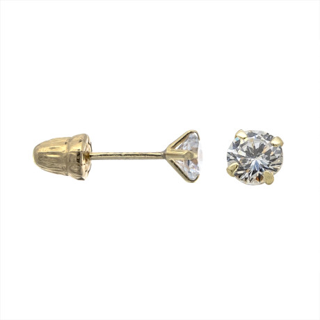 Caravanas de oro 10Ktes, con circonia de 3mm, sistema perno y rosca. Caravanas de oro 10Ktes, con circonia de 3mm, sistema perno y rosca.