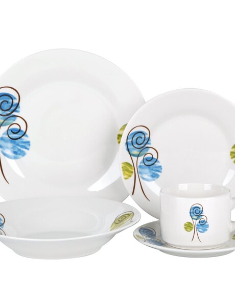 JUEGO DE VAJILLA PORCELANA 30 PZAS CIRCULOS JUEGO DE VAJILLA PORCELANA 30 PZAS CIRCULOS