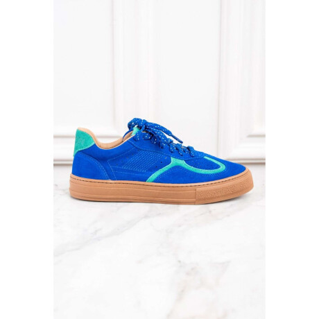 Zapatilla Gamuza Combinada Azul Francia