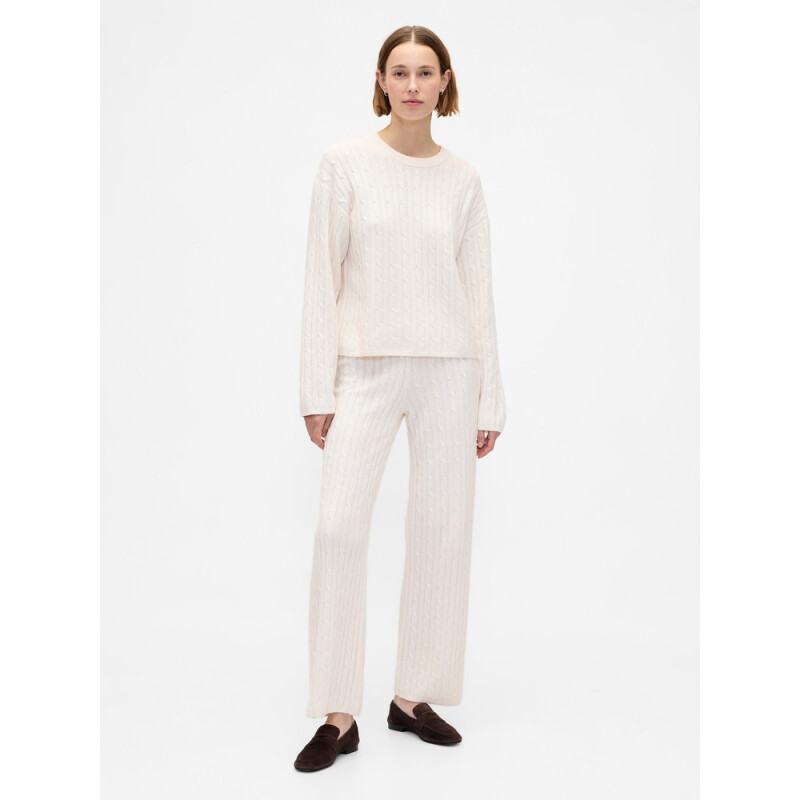 CASHSOFT CABLE PANT IVORY FROST