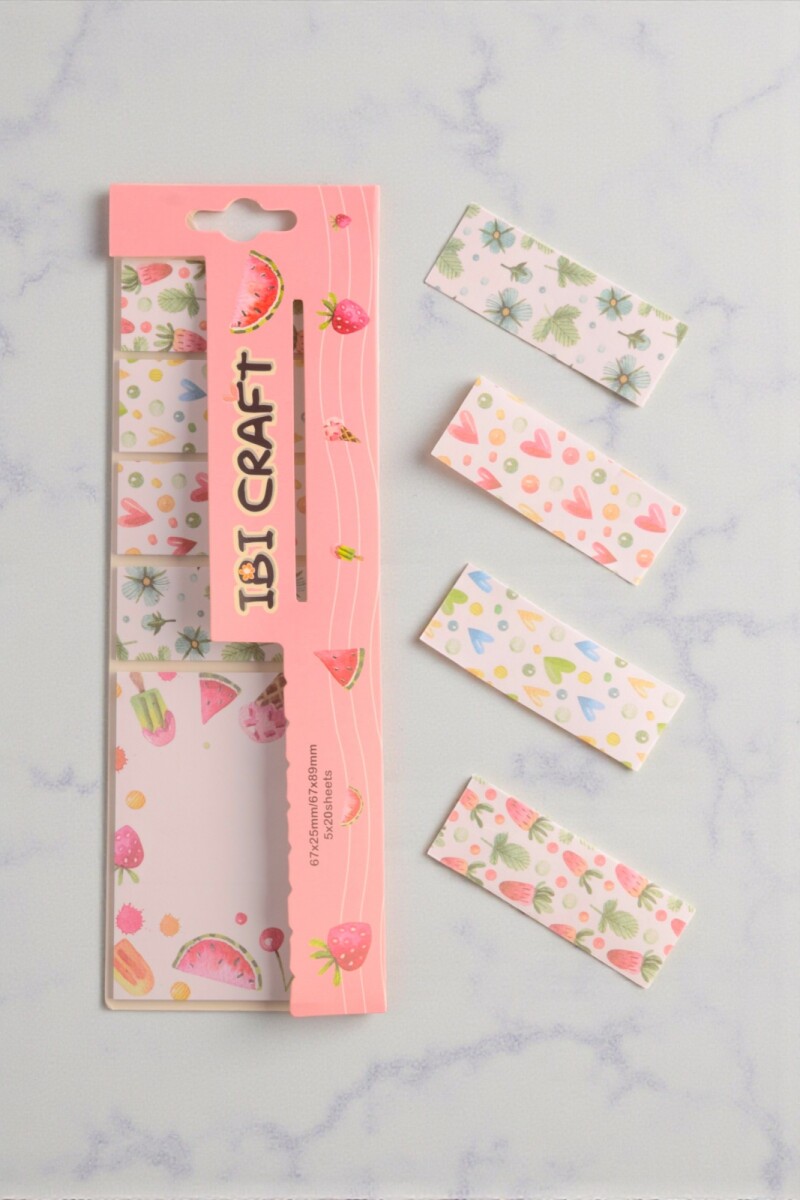 Pack x 5 blocs de notas autoadh.removibles ibi craft, fantasía fruits, hearts & 