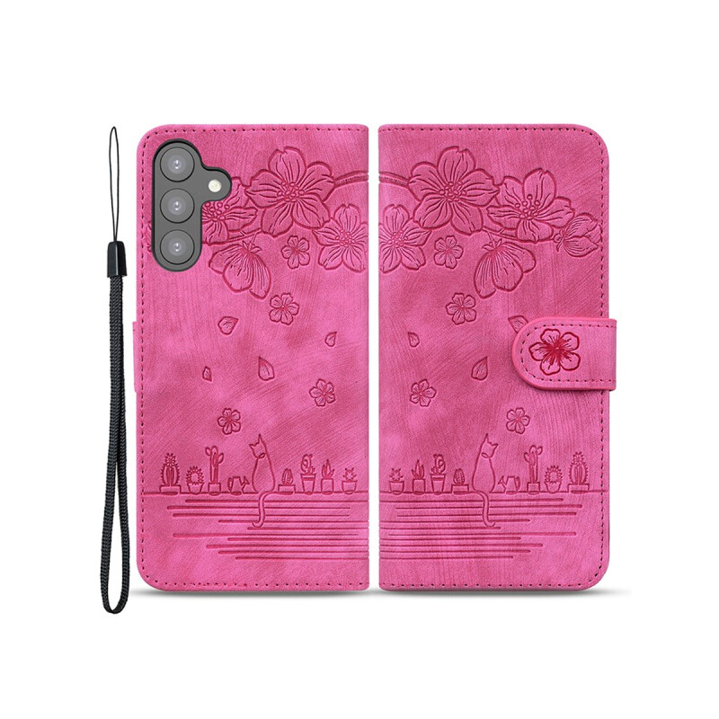 Flip cover Samsung Galaxy A34 diseño flores rosa Flip Cover Samsung Galaxy A34 Diseño Flores Rosa