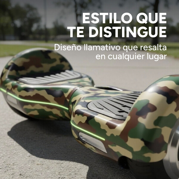 Skate Electrico Hoverboard Gogreen Musica Bt Luces Patineta Diseño Camuflaje