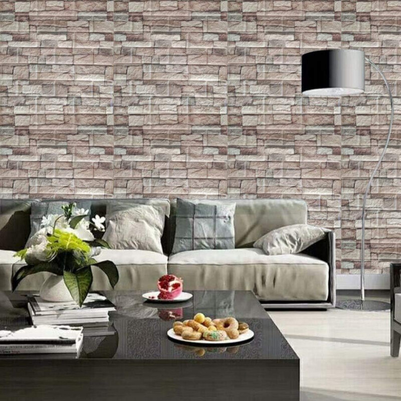 Pack X5 Placas Autoadhesivas Ladrillo Revestimiento Gris