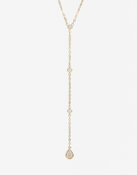 Collares Cortos Cubic zirconia Collar Con Dije De La Línea Delicates. - Dorado