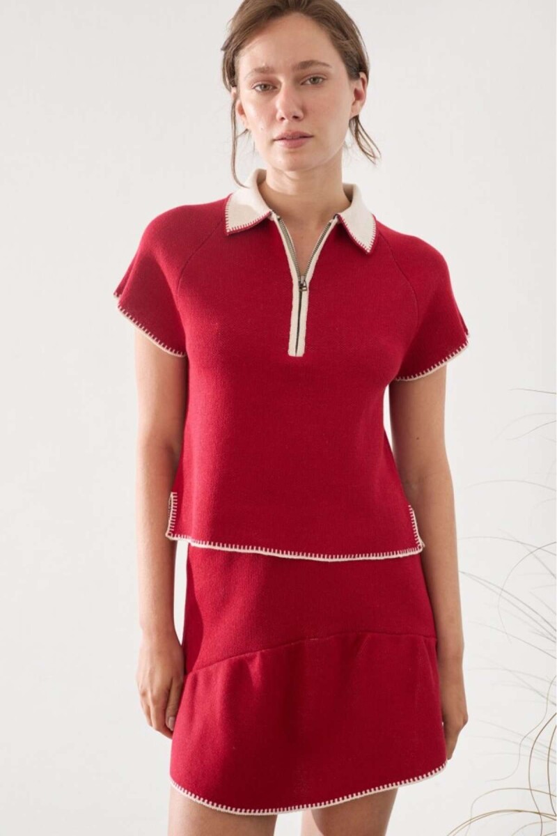 Top Zip Knit - Rojo 