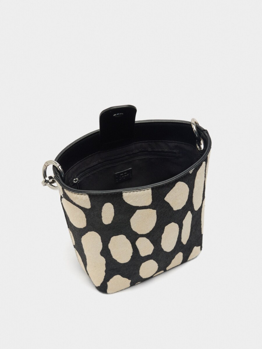 Bolso Bandolera De Piel Estampado Animal negro