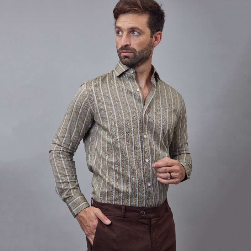 Camisa Luxury Verde con rayas