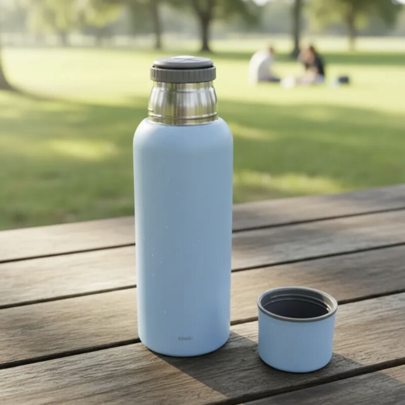 Termo Bala en acero inox de 1 lt Celeste