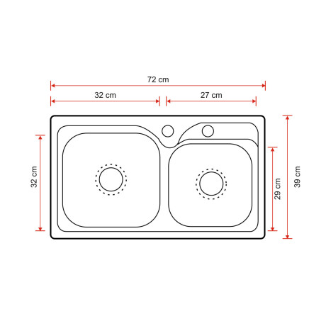 PILETA DE COCINA PILETA Y MEDIA ACERO INOX PULIDO 73X39X20 000