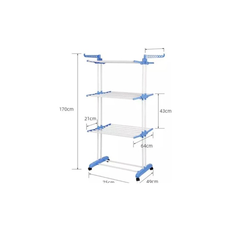 Tendedero de Pie Vertical Plegable 3 Niveles con Ruedas Tendedero de Pie Vertical Plegable 3 Niveles con Ruedas