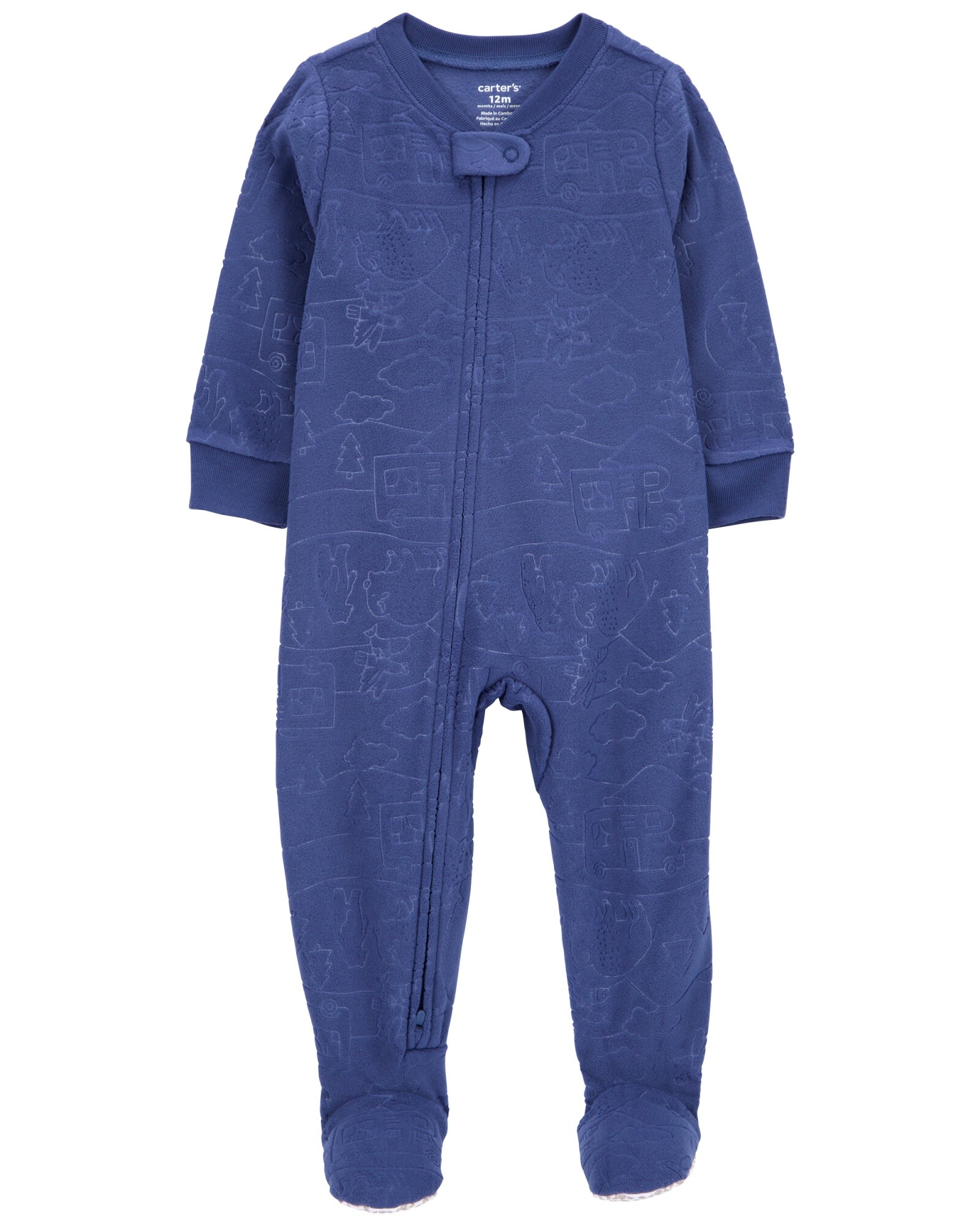 Pijama uno pieza de micropolar, con pie, diseño camping Sin color