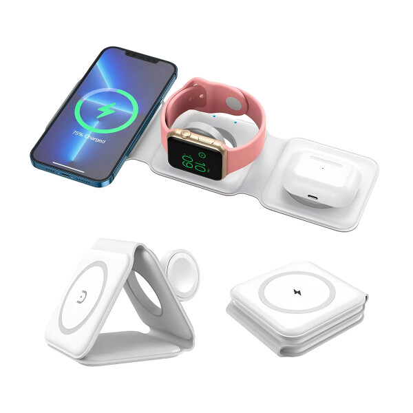 Cargador Magnético Portátil Plegable 3 En 1 Tipo Usb C 15W Cargador Magnético Portátil Plegable 3 En 1 Tipo Usb C 15W