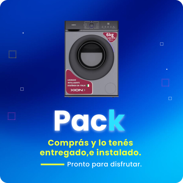 Pack Lavarropas 6kg Xion carga frontal gris + Instalación Pack Lavarropas 6kg Xion carga frontal gris + Instalación