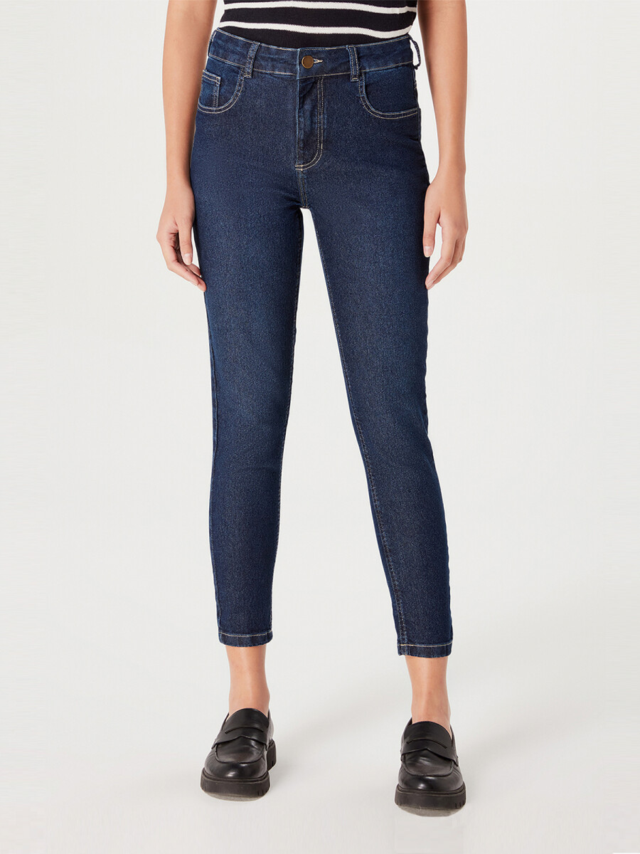 PANTALÓN DE JEAN CINTURA MEDIA SKINNY - AZUL OSCURO 