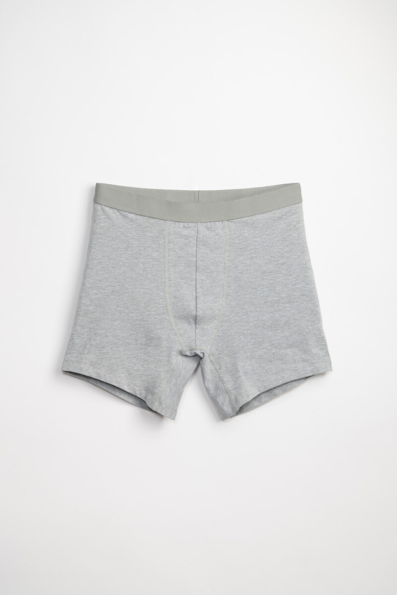 BOXER LARGO ALGODON LISO Gris Melange