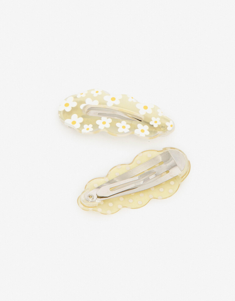 Horquillas con Accesorios Acrilico Set Hebillas Tic Tac Margaritas - Estampado Lunares