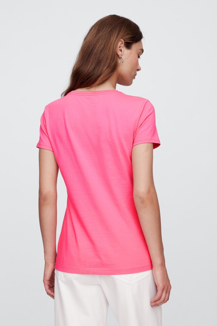 Remera Logo Gap Mujer Neon Pink Rose