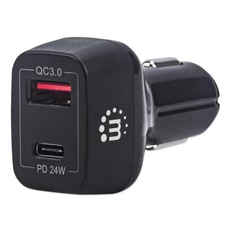 Cargador para auto USB-C 24W Y USB-A QC 3.0 18W MANHATTAN 3489