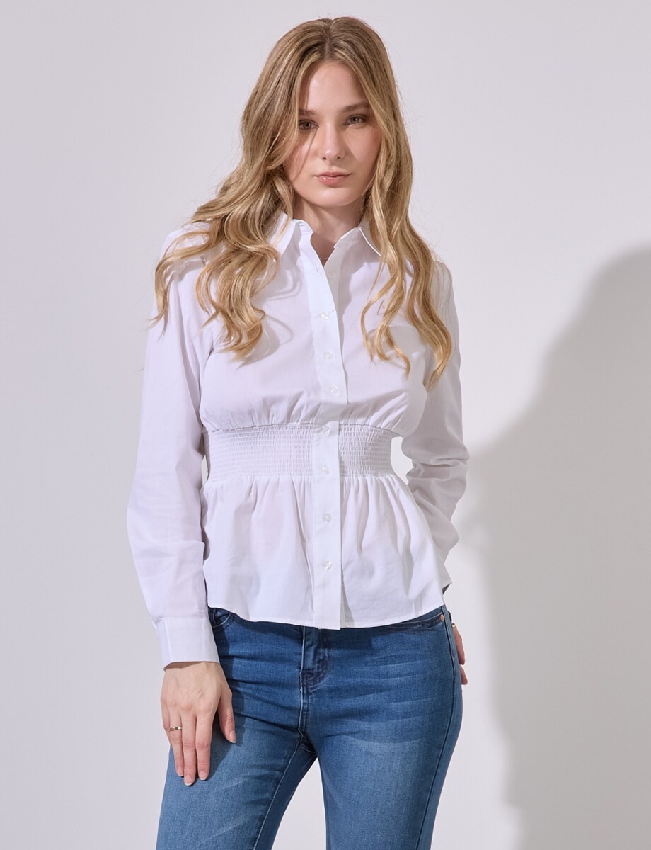 Camisa Algodon Frunce - Blanco 