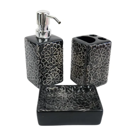 Set de baño de ceramica labrado Set de baño de ceramica labrado