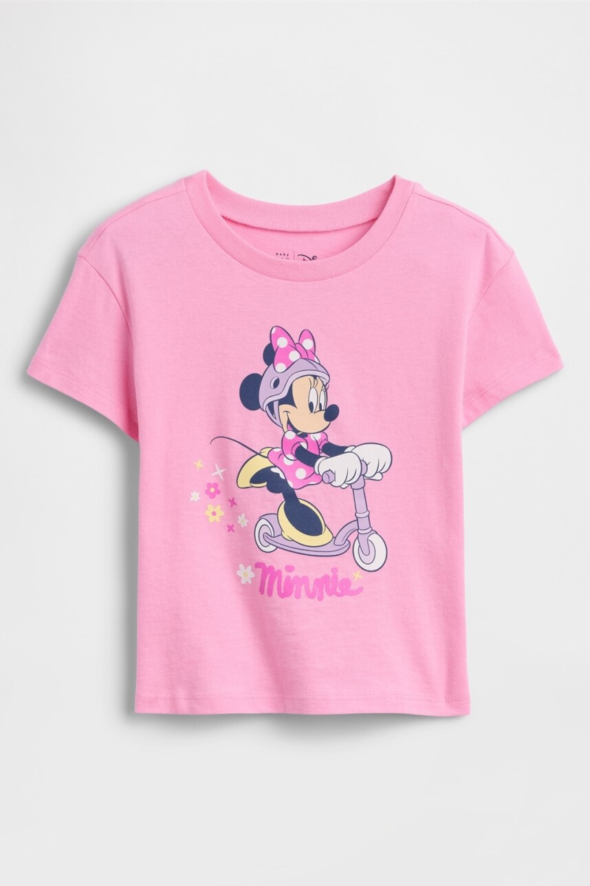 Remera Disney Manga Corta Toddler Niña Parisian Pink