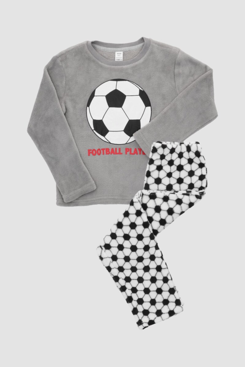 Pijama infantil coral fleece player Gris melange