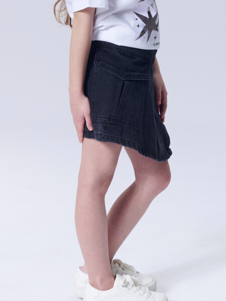 Pollera corta jean Gris Oscuro