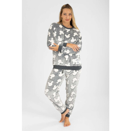Pijama coral fleece mickey Gris melange